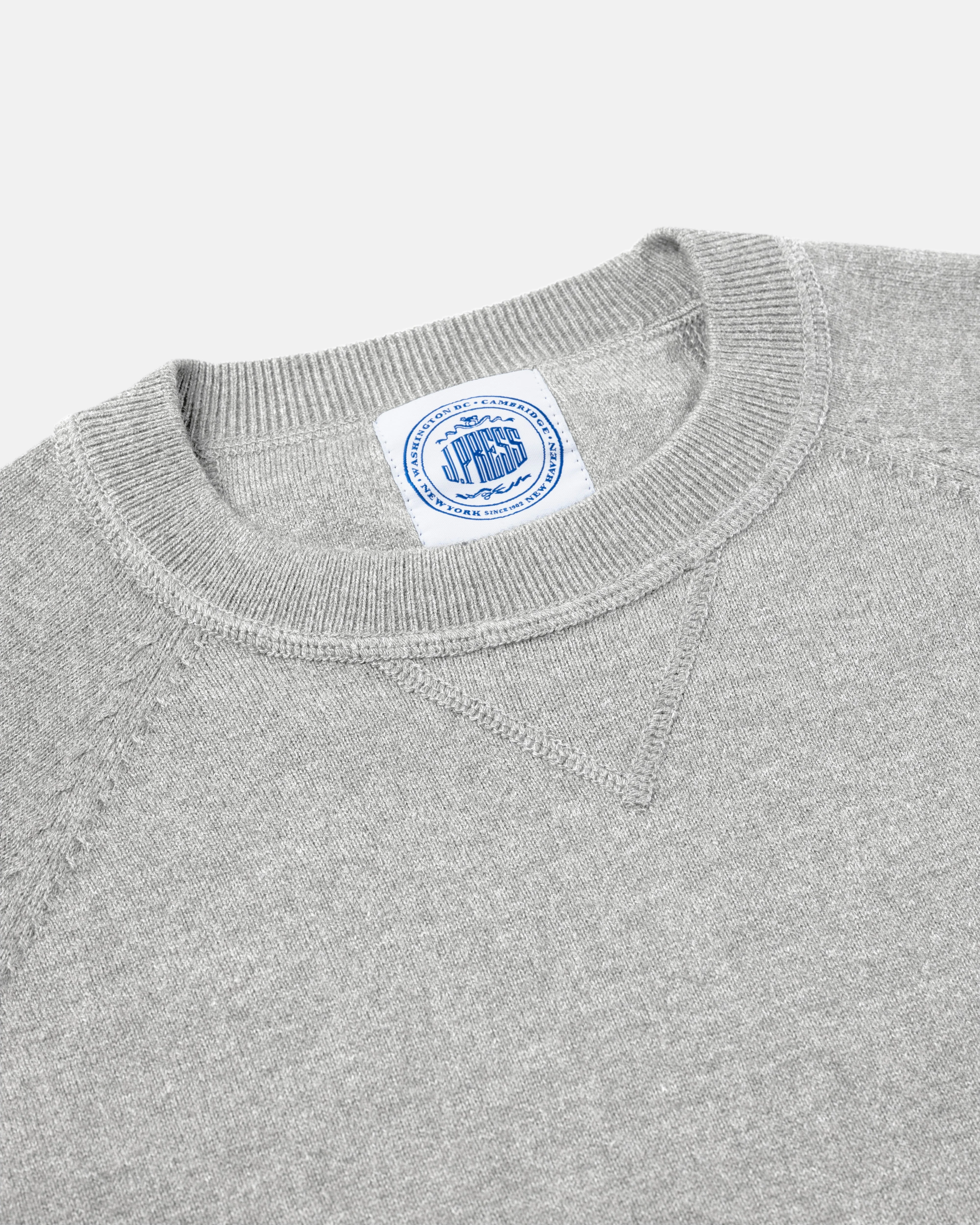 GREY COTTON-WOOL CREWNECK SWEATSHIRT - TRIM FIT - 1