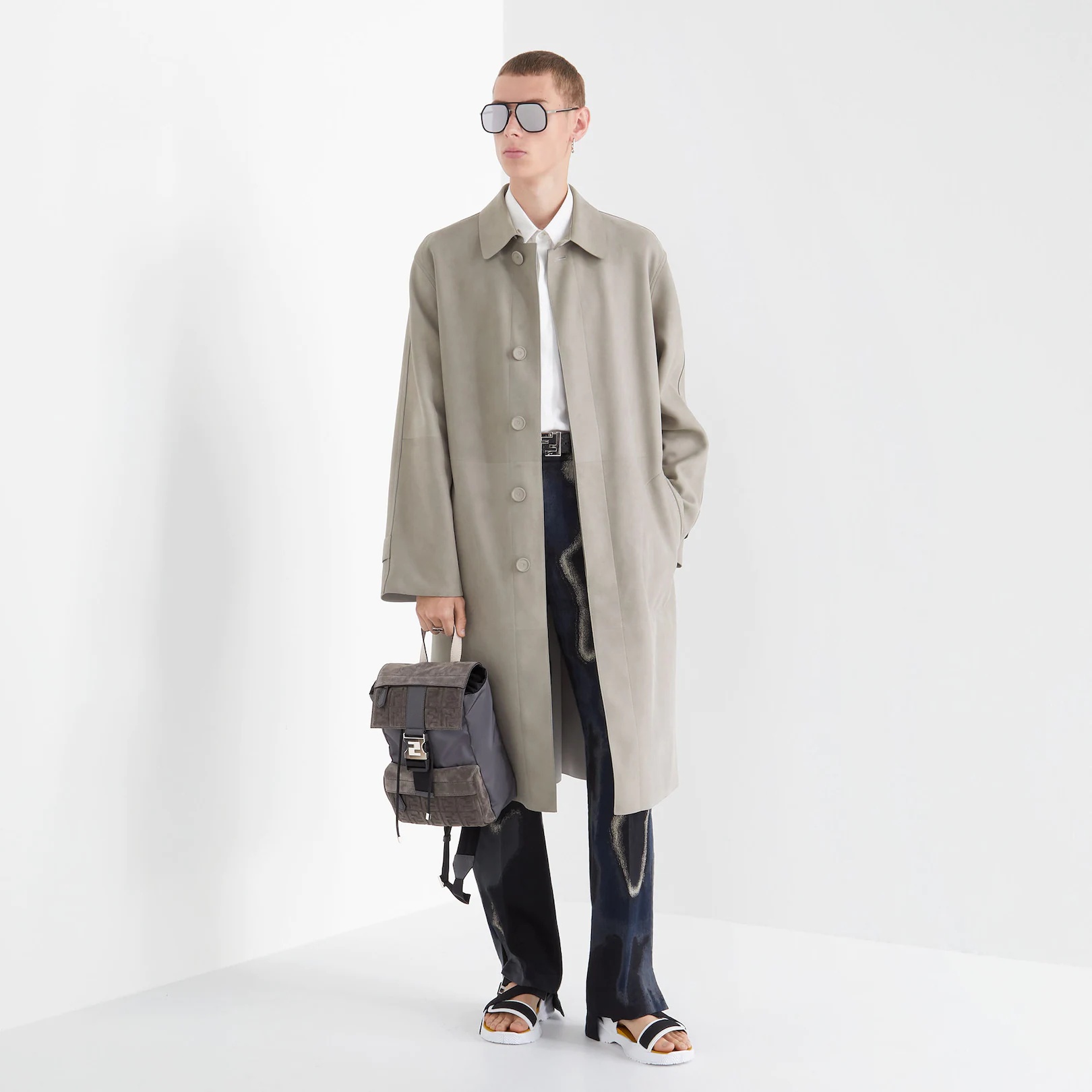 Gray suede backpack - 5