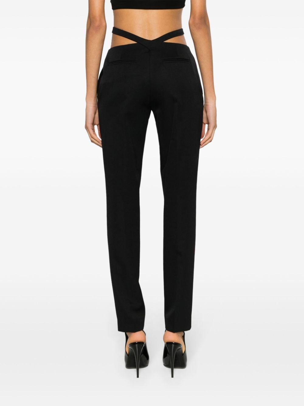 waist-strap wool trousers - 4