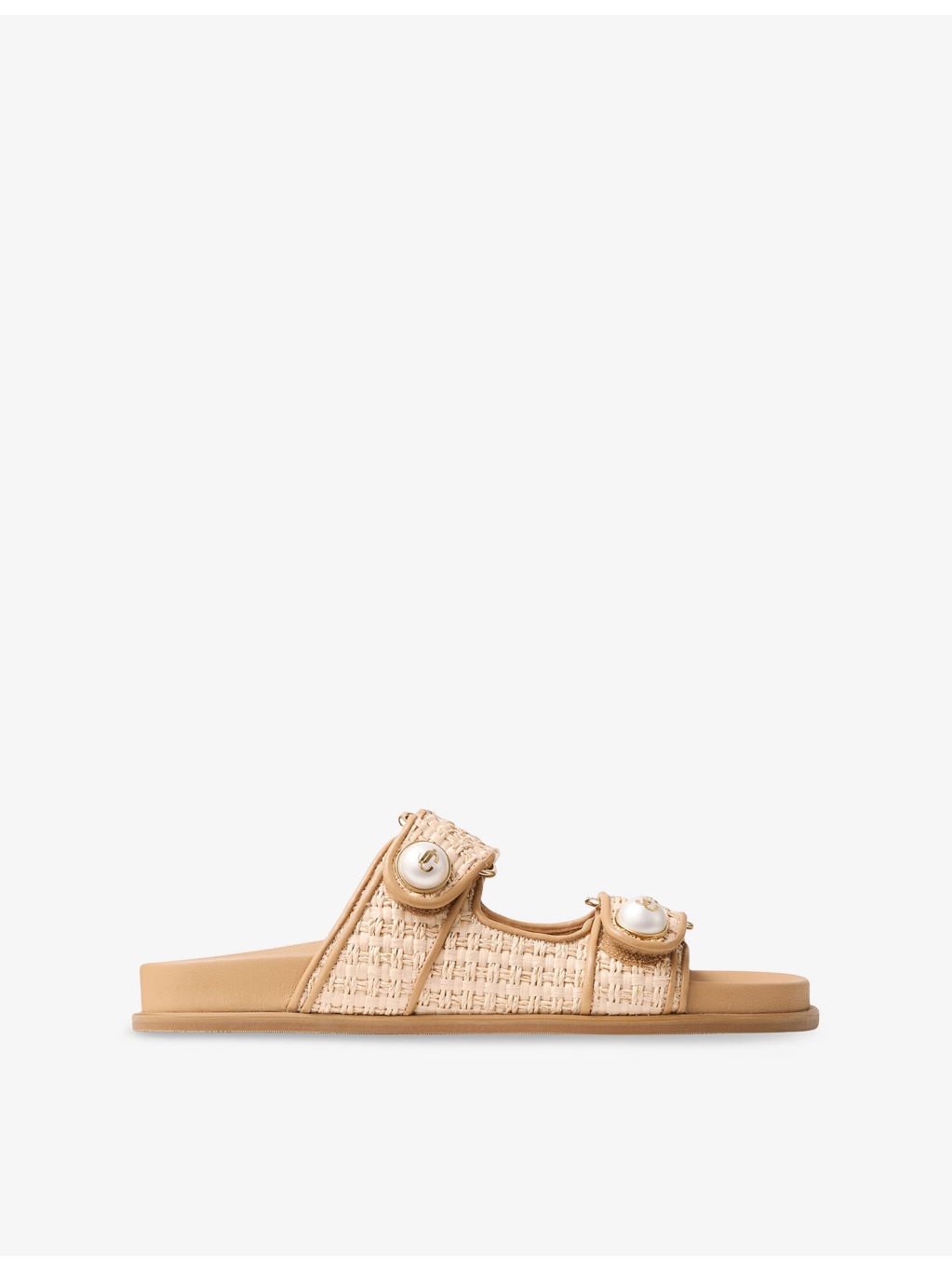 Fayence Raffia Flat Sandals - 1