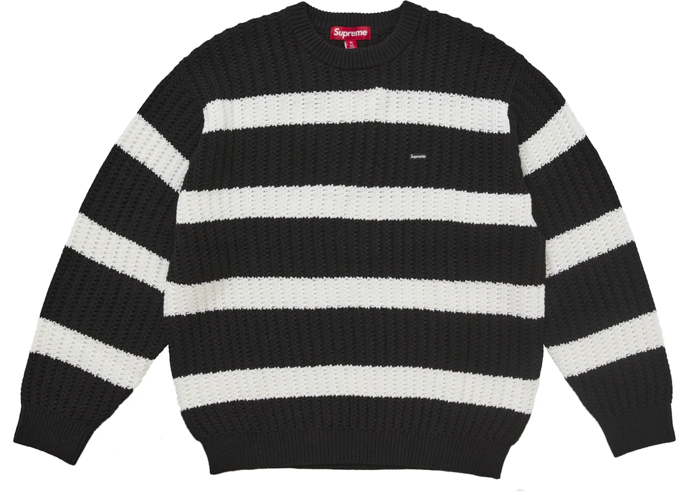 Supreme Loose Gauge Stripe Small Box Sweater Black - 1