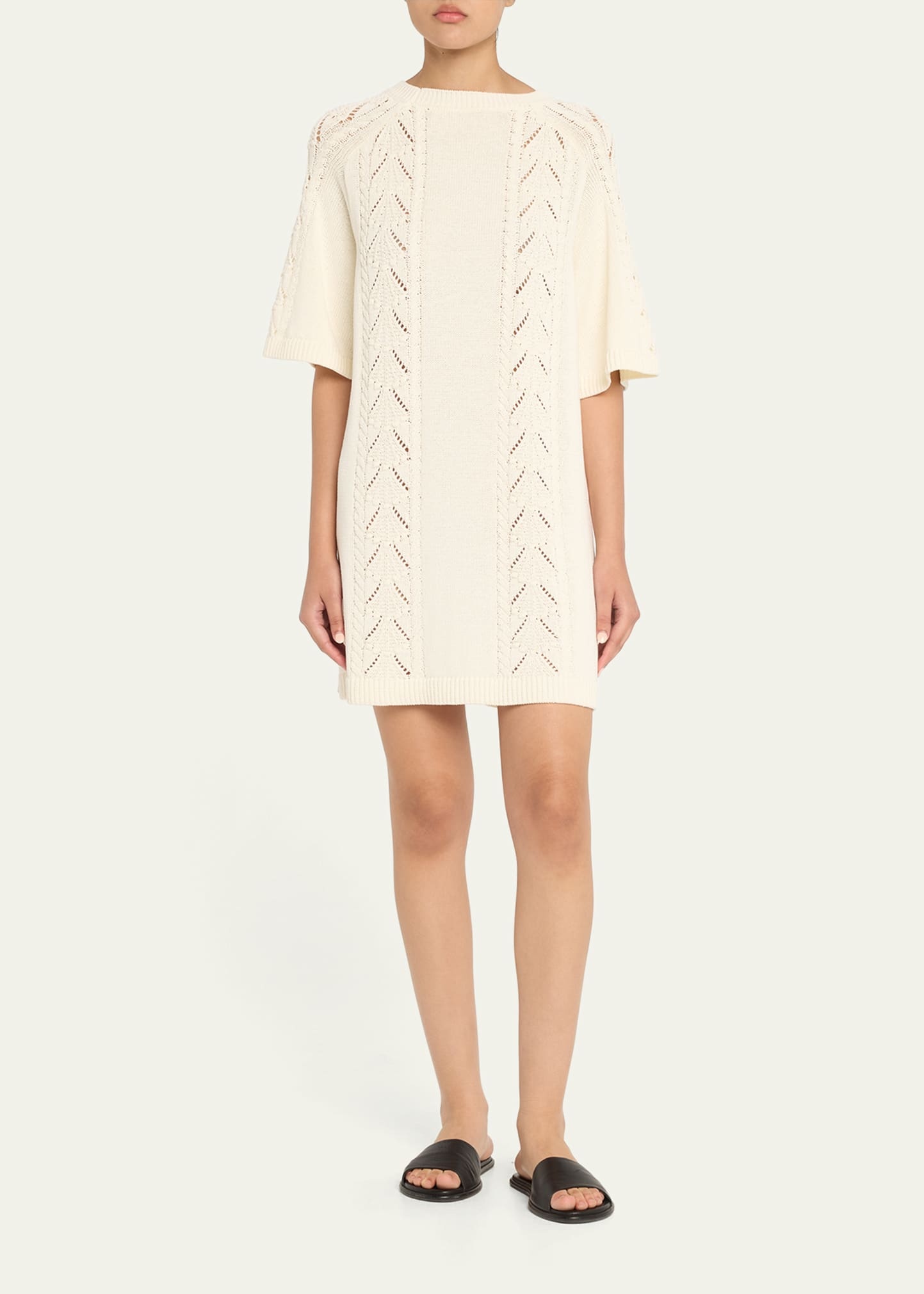 Arman Cable & Pointelle-Knit Mini Sweater Dress - 2