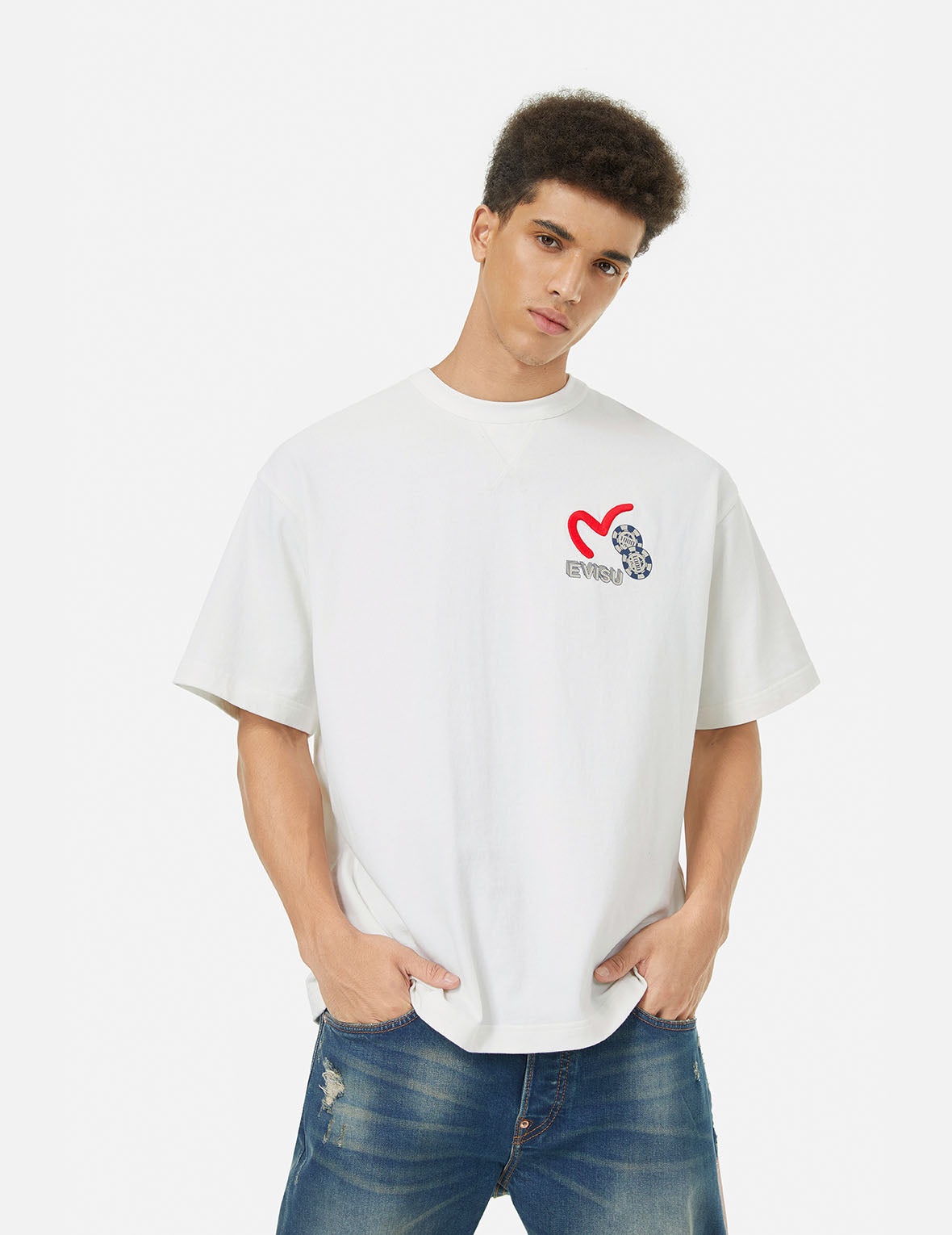 Ebisu Poster Appliqué and Seagull Embroidery T-Shirt - 1