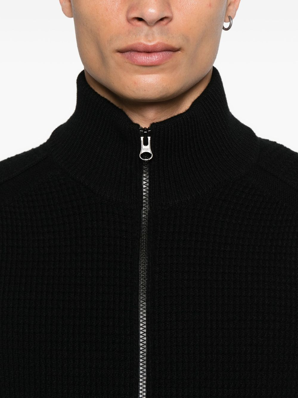 ribbed zip-up cardigan - 5