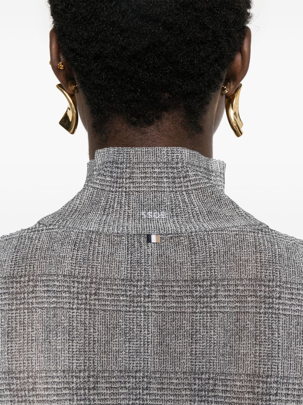 plissé-details checked T-shirt - 5