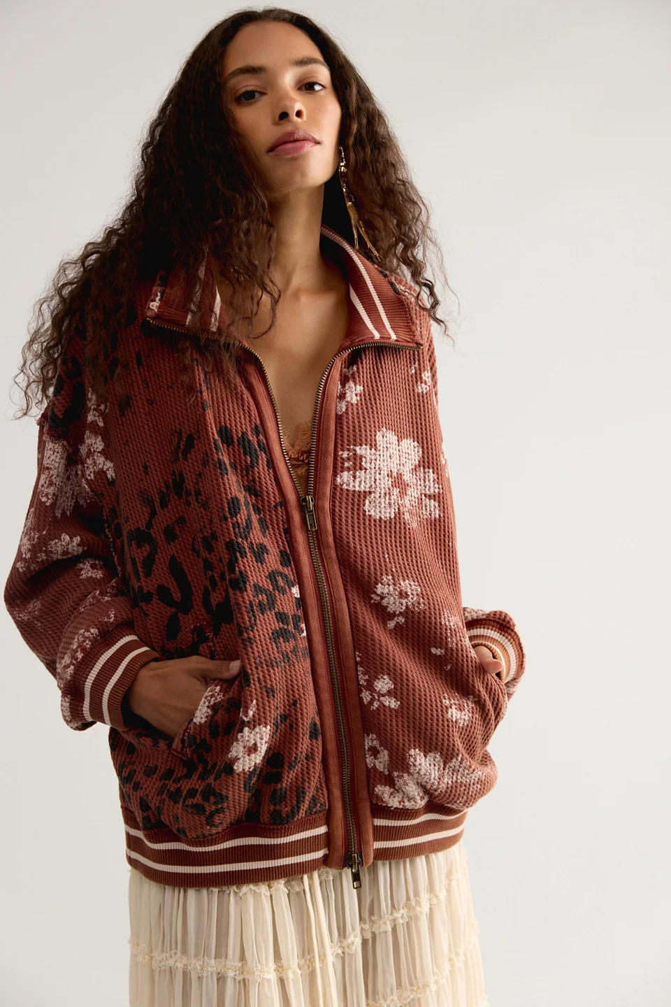 We The Free Print Mix Zip-Up Cardi - 1