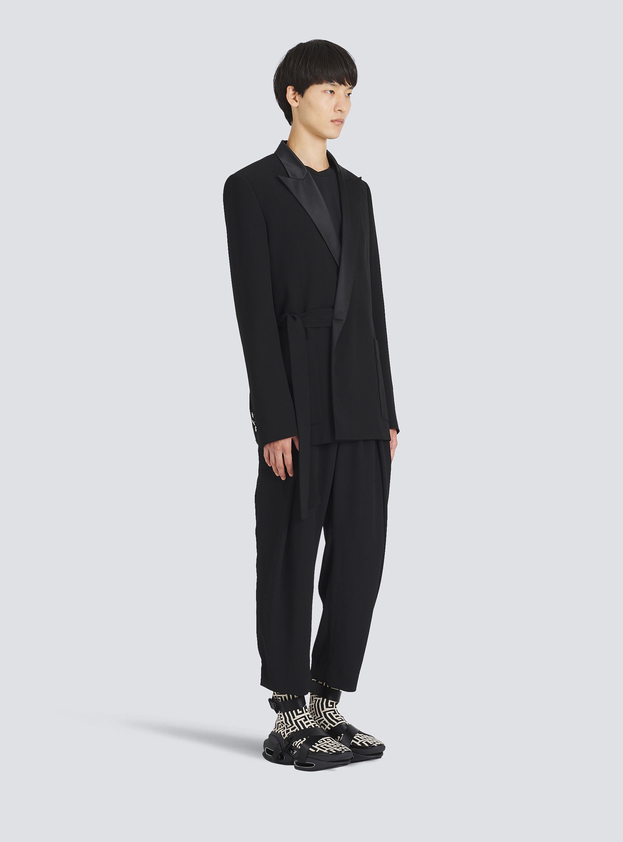 eco-designed crepe blazer withsatin collar - 5