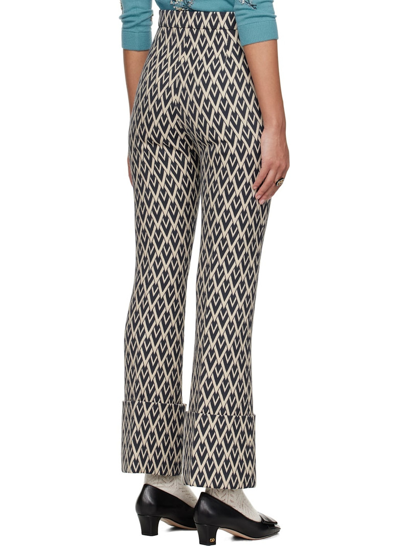 Off-White & Navy Toute 'La V' Jacquard Trousers 3