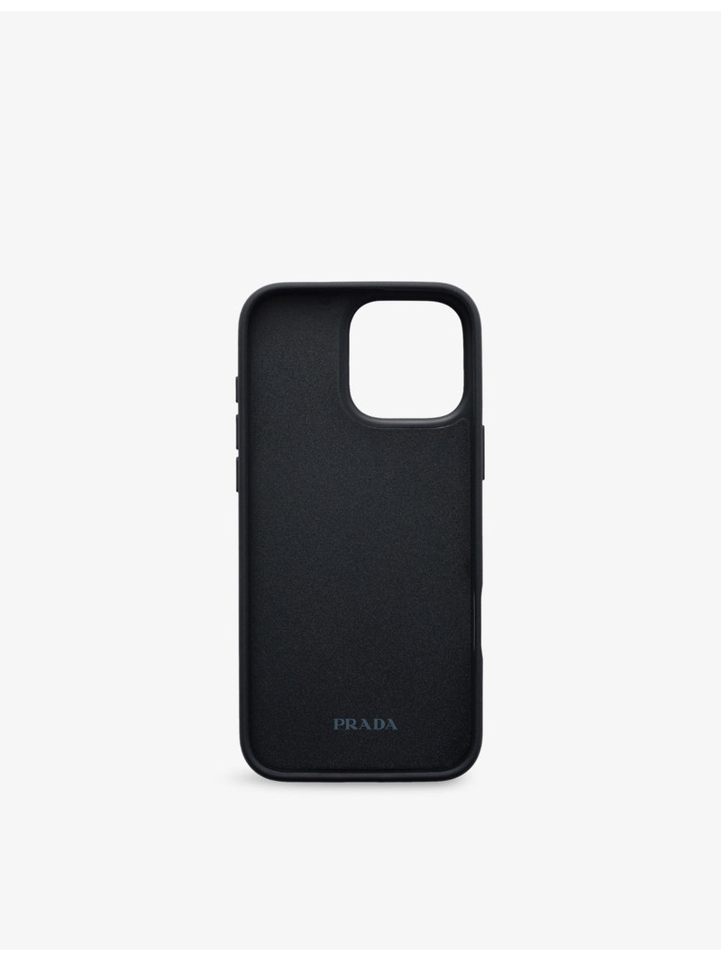 Prada Logo-Plaque Saffiano Leather iPhone 16 Pro Case outlook