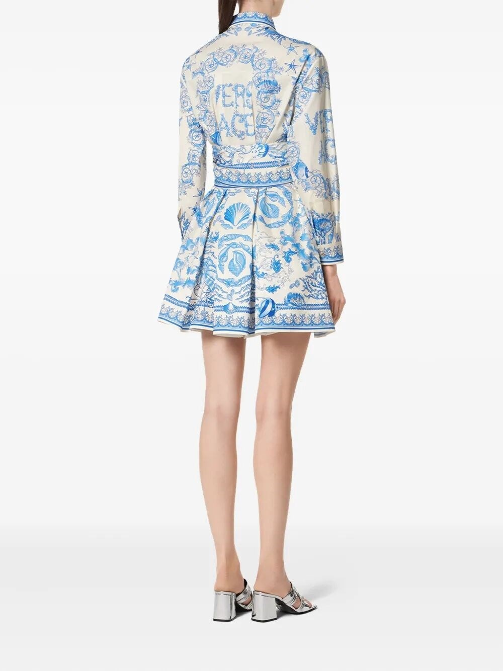 Dress `Underwater Barocco Bicolour Foulard` On Cotton Poplin - 4
