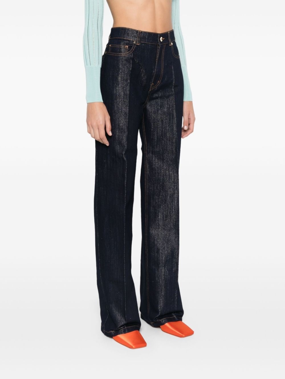 lurex-detail straight-leg jeans - 3