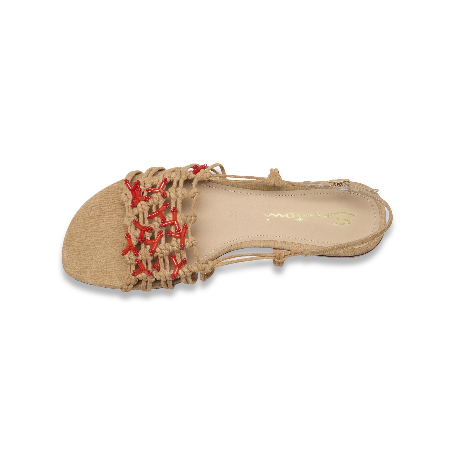 Women's beige suede and corals sandal - 5