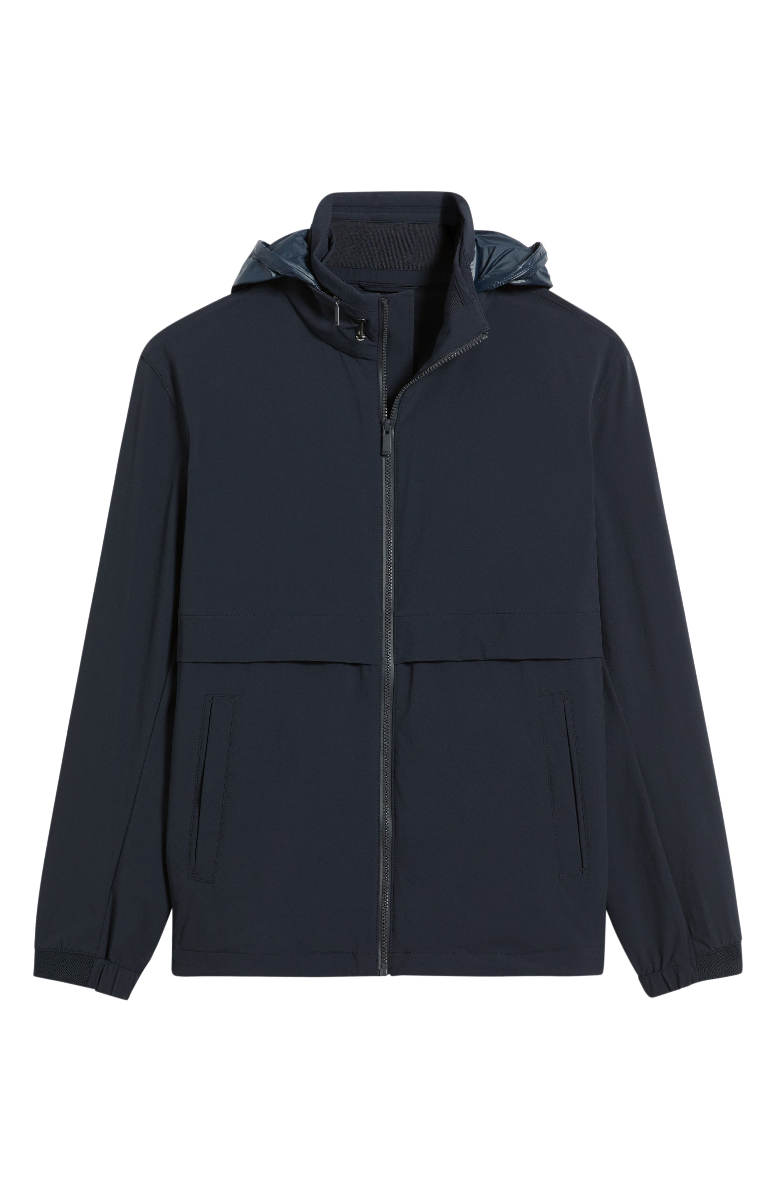 BOSS Caldar Hooded Zip-Up Jacket in Dark Blue at Nordstrom - 6