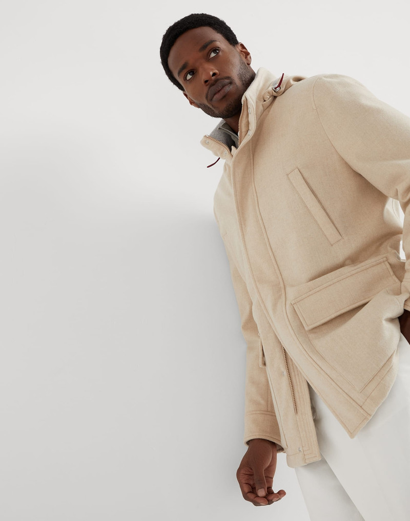 Bonded cashmere beaver cloth parka with Thermore® padding and detachable hood 4