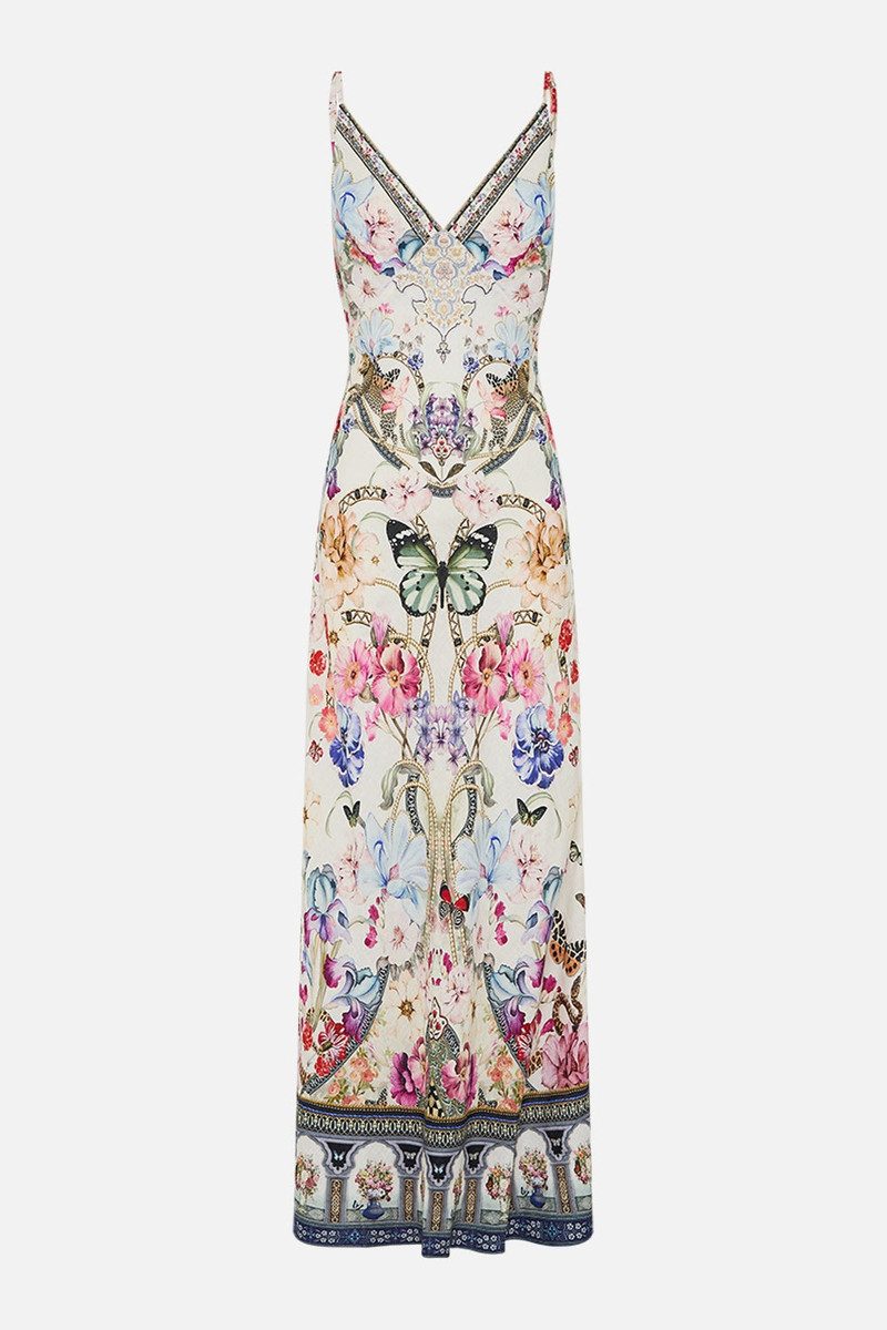 V NECK FULL LENGTH BIAS SLIP DRESS - 1