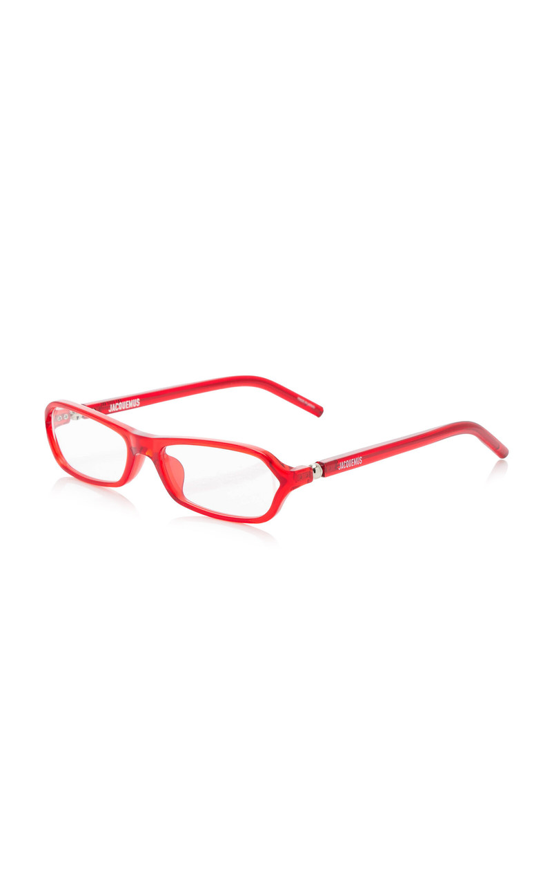 JACQUEMUS Slim Square-Frame Acetate Glasses red outlook