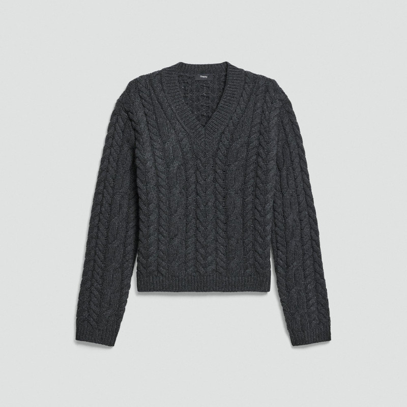 Cable-Knit Sweater in Felted Wool-Cashmere 1