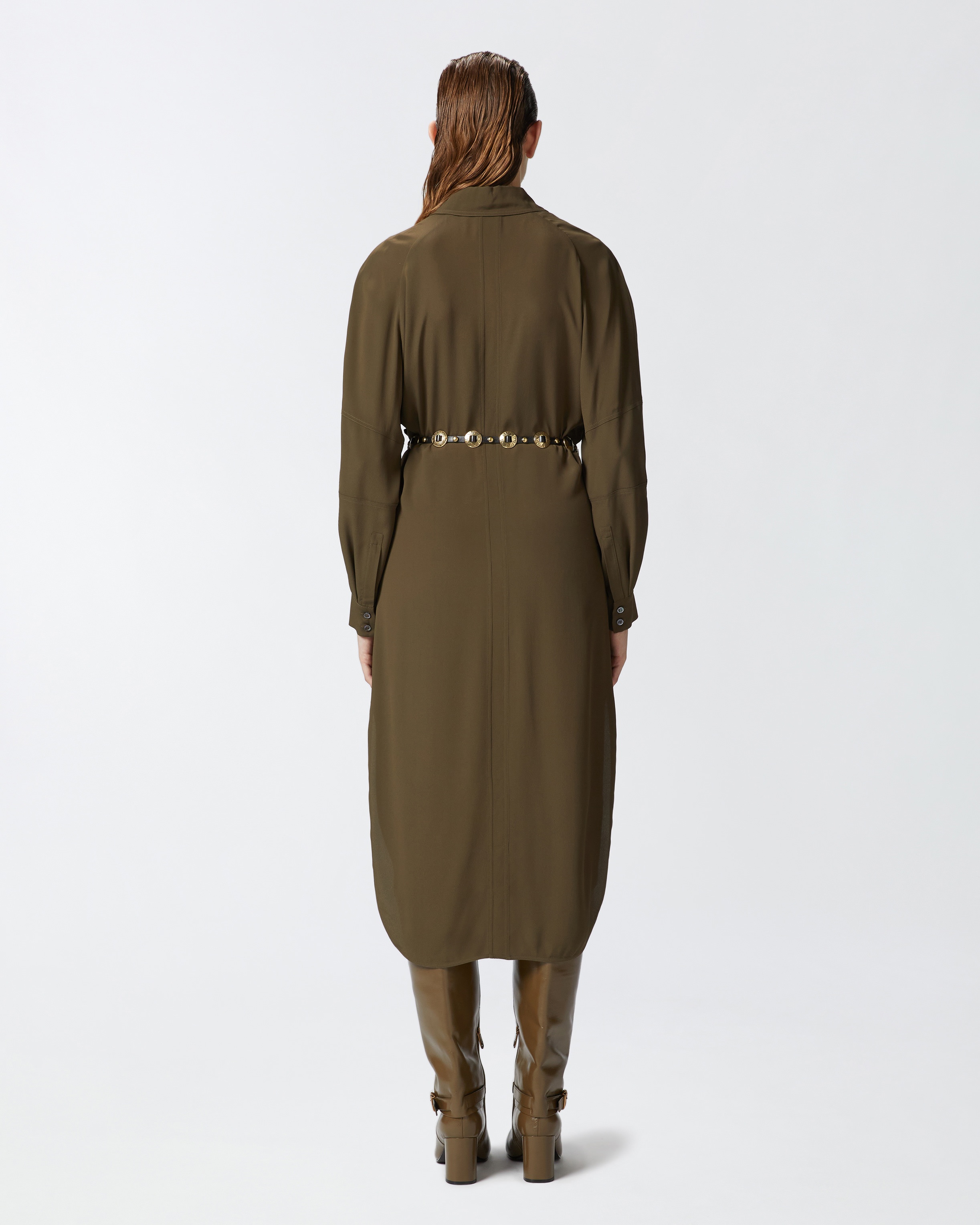SILK-BLEND MIDI SHIRT DRESS - 4
