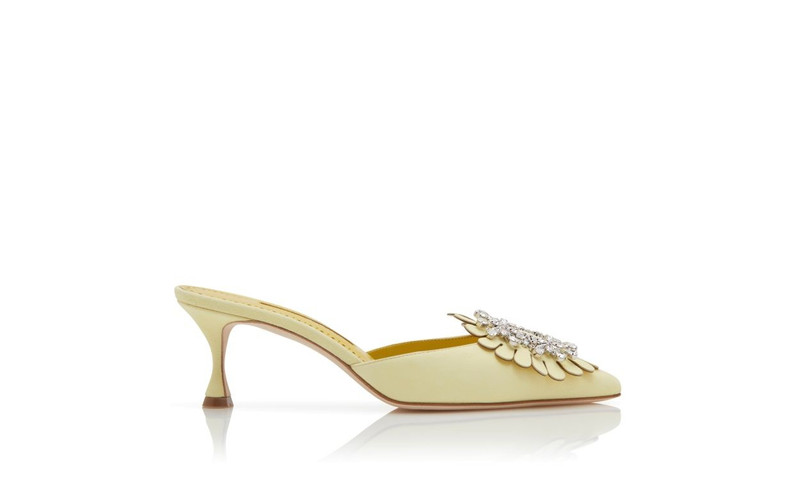 Yellow Suede Jewel Embellished Mules 1