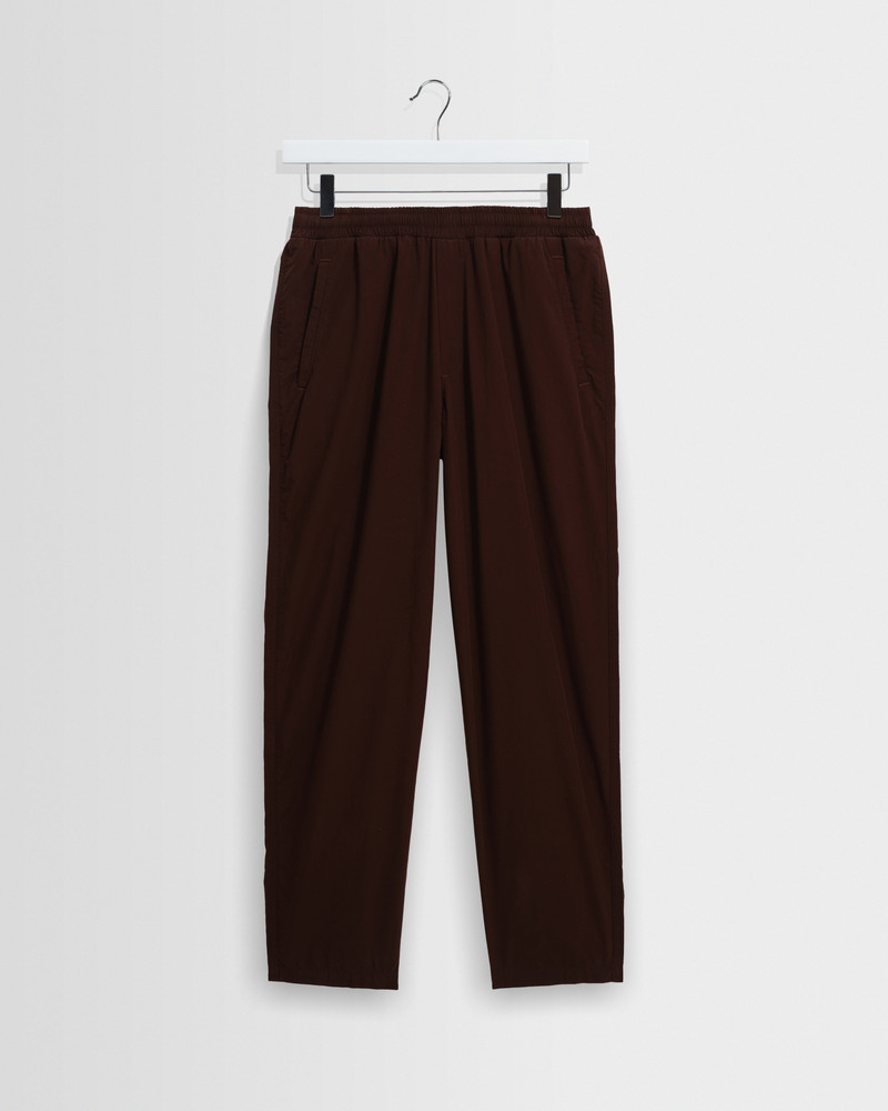 Tyne - Dark Brown Cotton Poplin Loose Fit Trousers 1