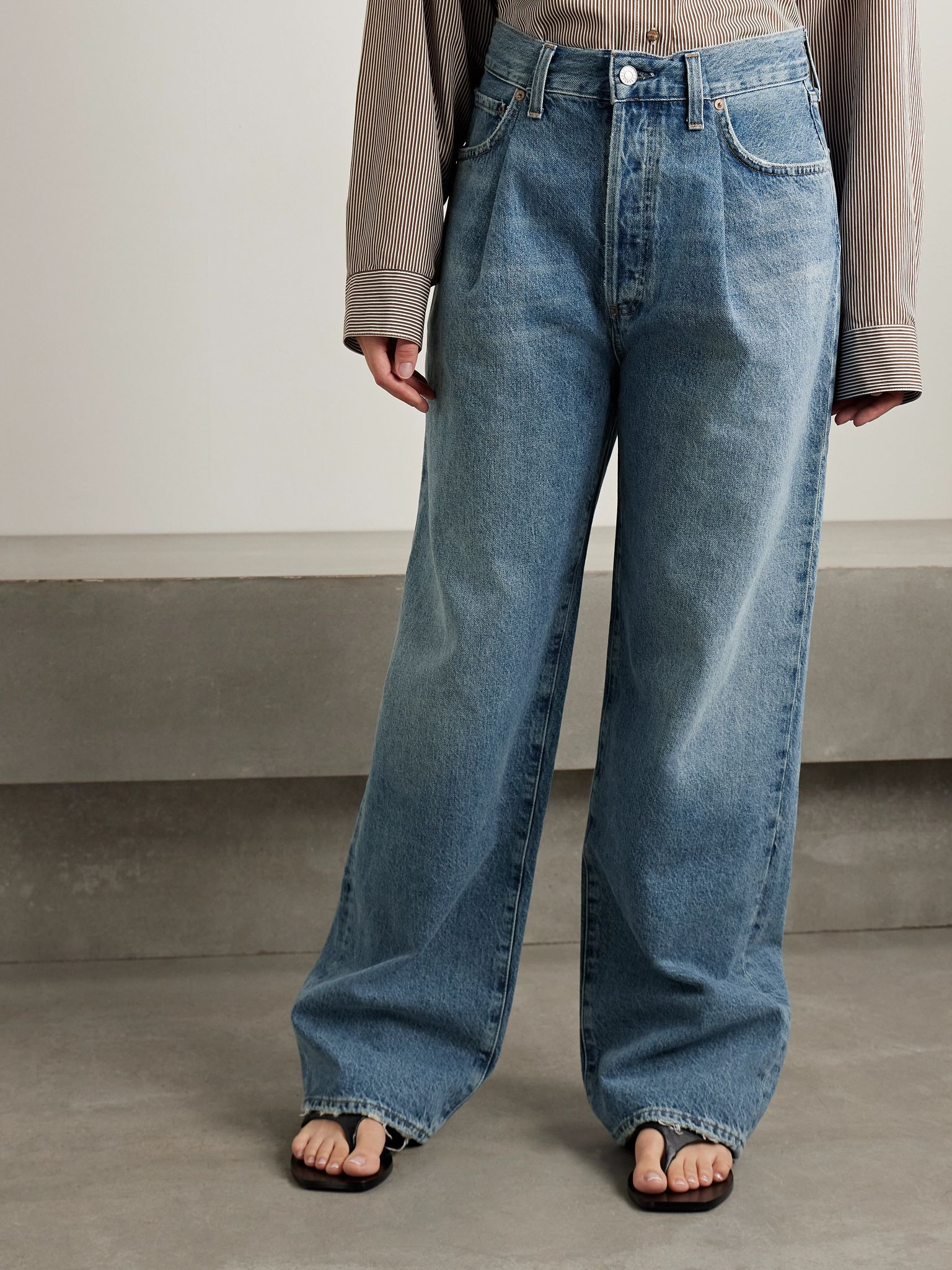 Franka pleated high-rise wide-leg jeans Mid denim - 3