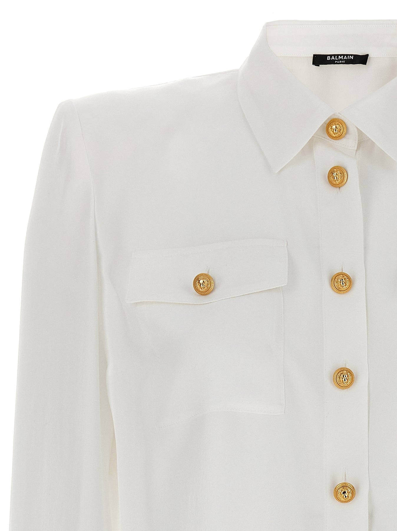 Logo Button Shirt Shirt, Blouse White - 3