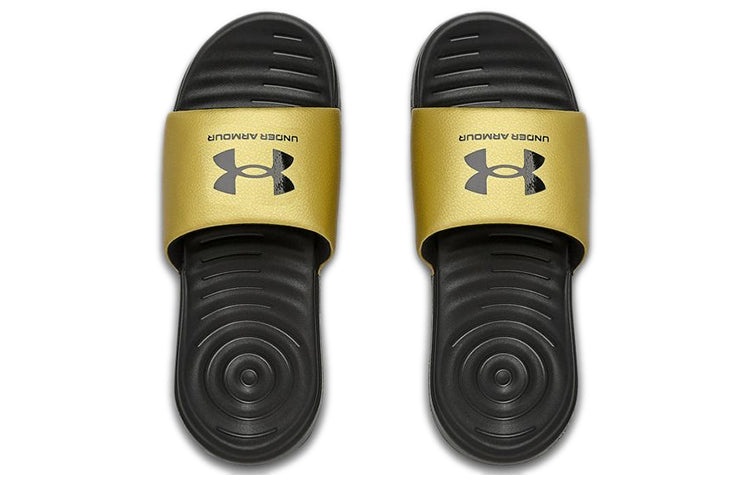 (WMNS) Under Armour Ansa Fixed Slides 'Black Metallic Gold' 3023772-006 - 5