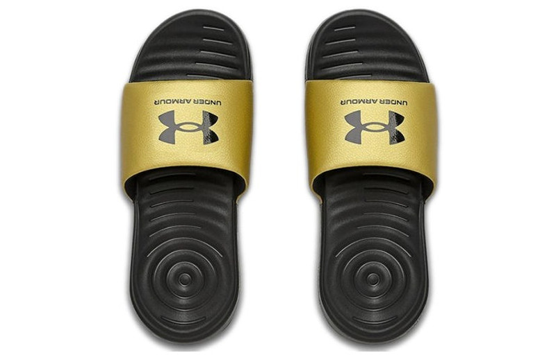 Under Armour (WMNS) Under Armour Ansa Fixed Slides 'Black Metallic Gold' 3023772-006 outlook