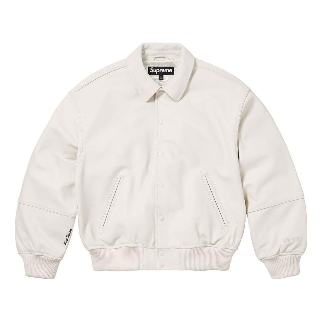 Supreme GORE-TEX Infinium Windstopper Leather Varsity Jacket 'White' SUP-FW23-095 - 1