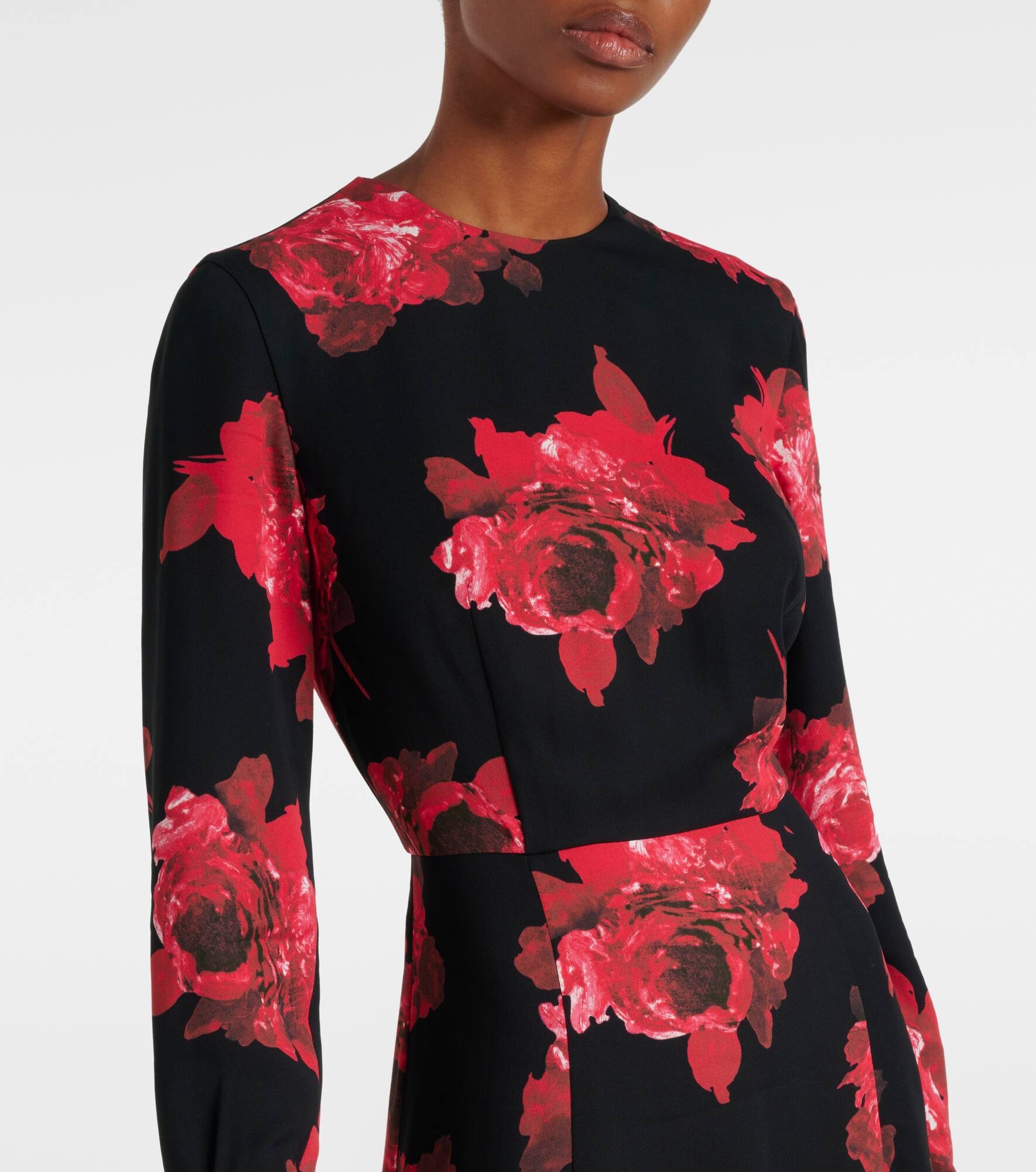 Floral crêpe midi dress - 4