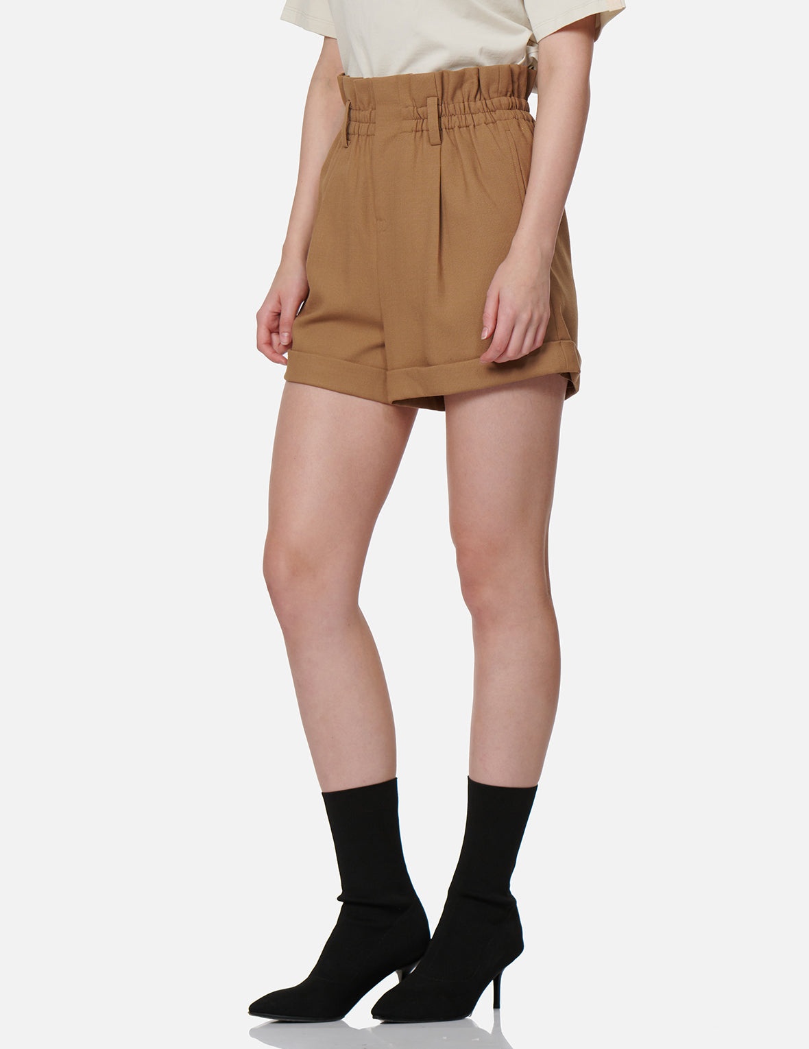 Front Pleat Paper Bag Shorts - 7