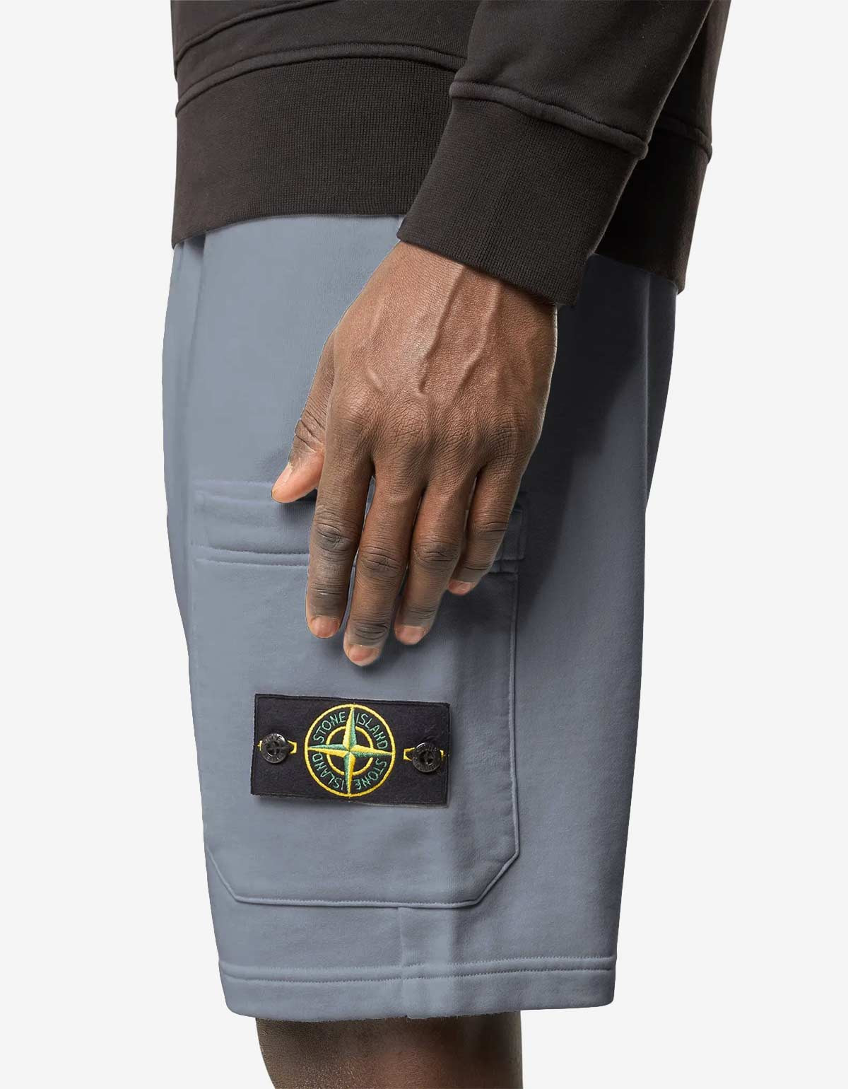 Stone Island Avio Blue Cargo Sweat Shorts - 6