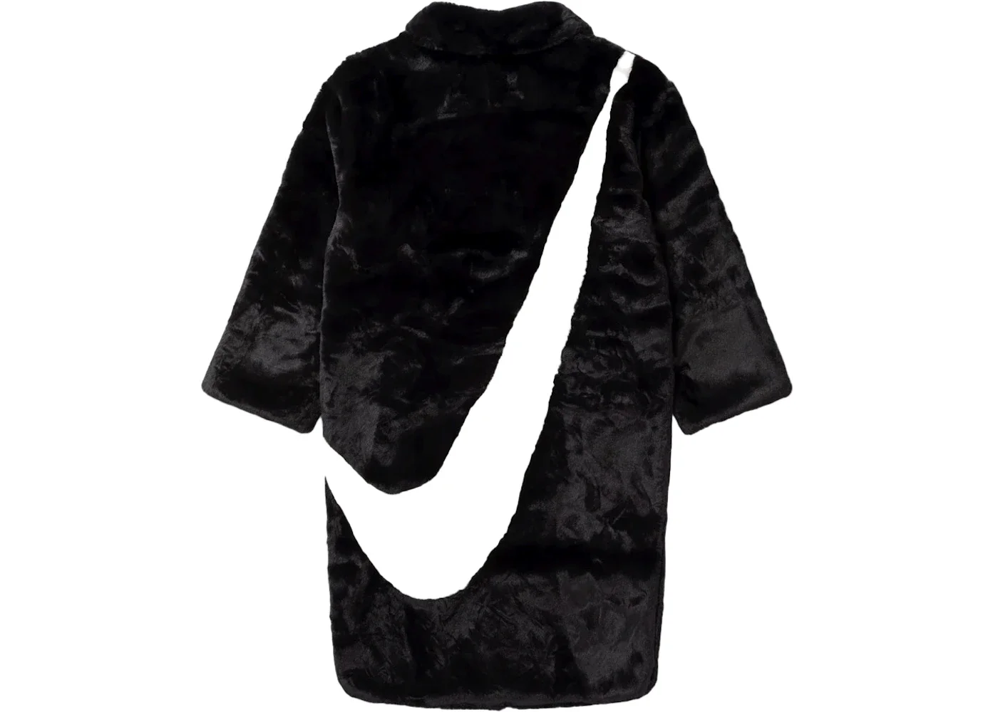 Nike Faux Fur Swoosh Long Coat Black/Dark Smoke Grey/Sail - 1