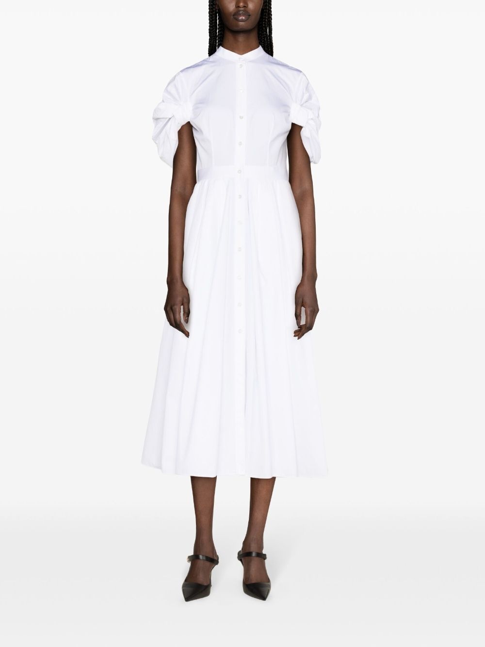 ruched cotton shirtdress - 2