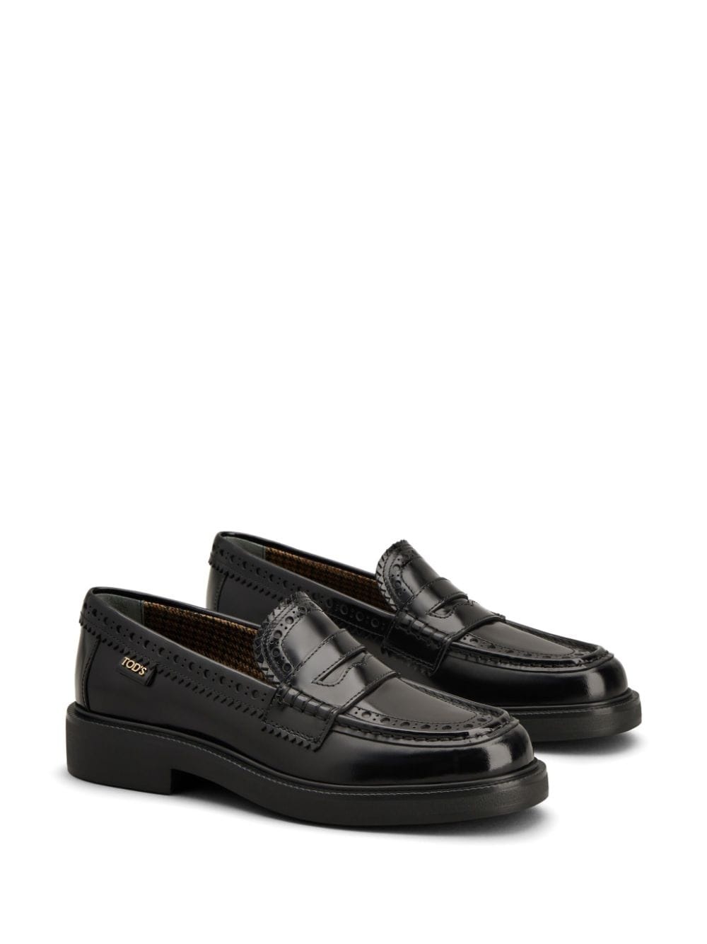 brogue-trim leather loafers - 2