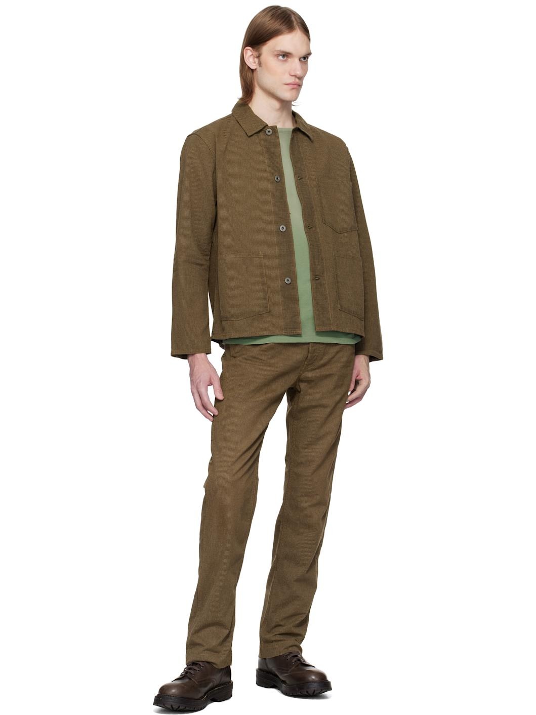 Brown Striped Twill Trousers - 4