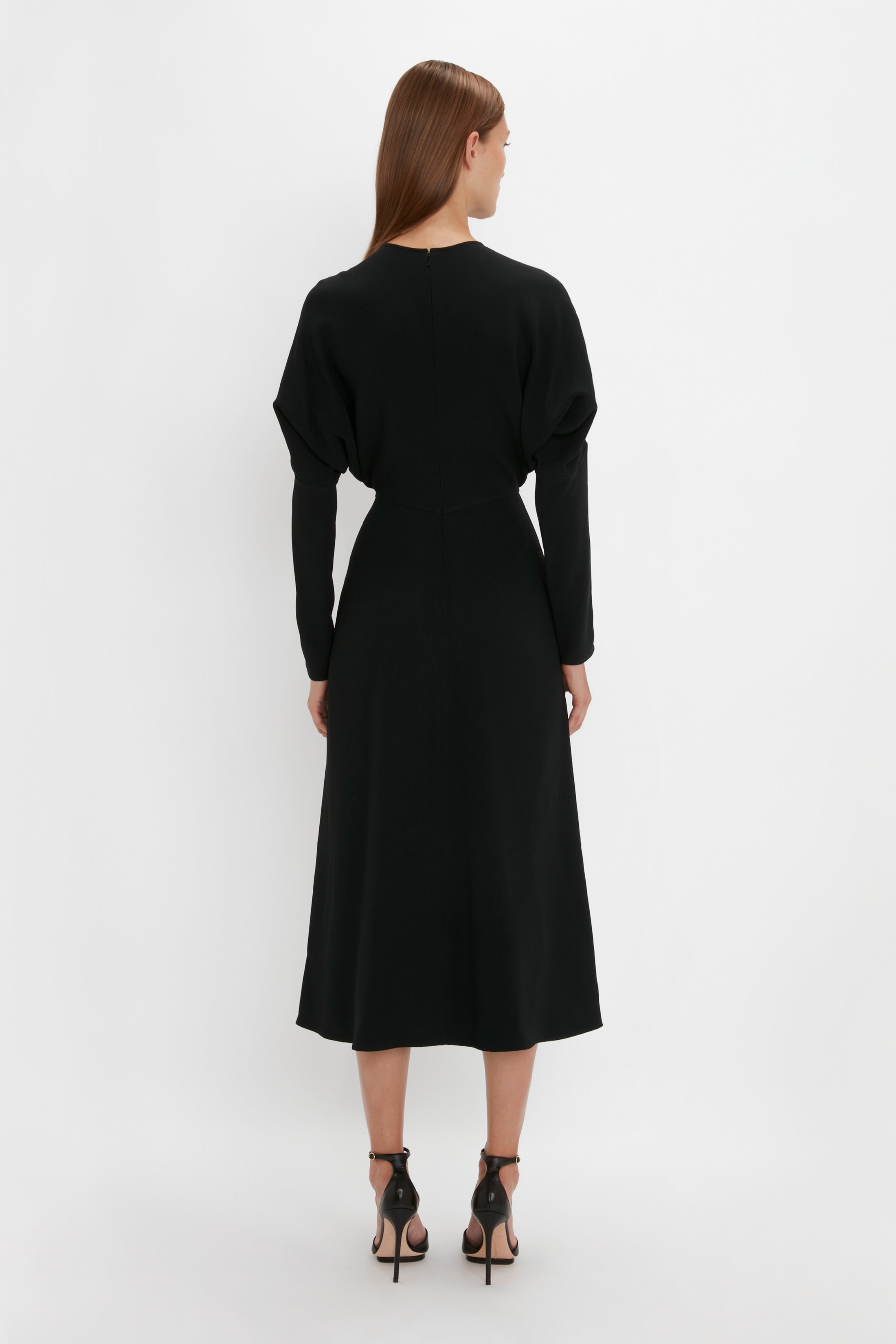 Dolman Midi Dress in Black - 6