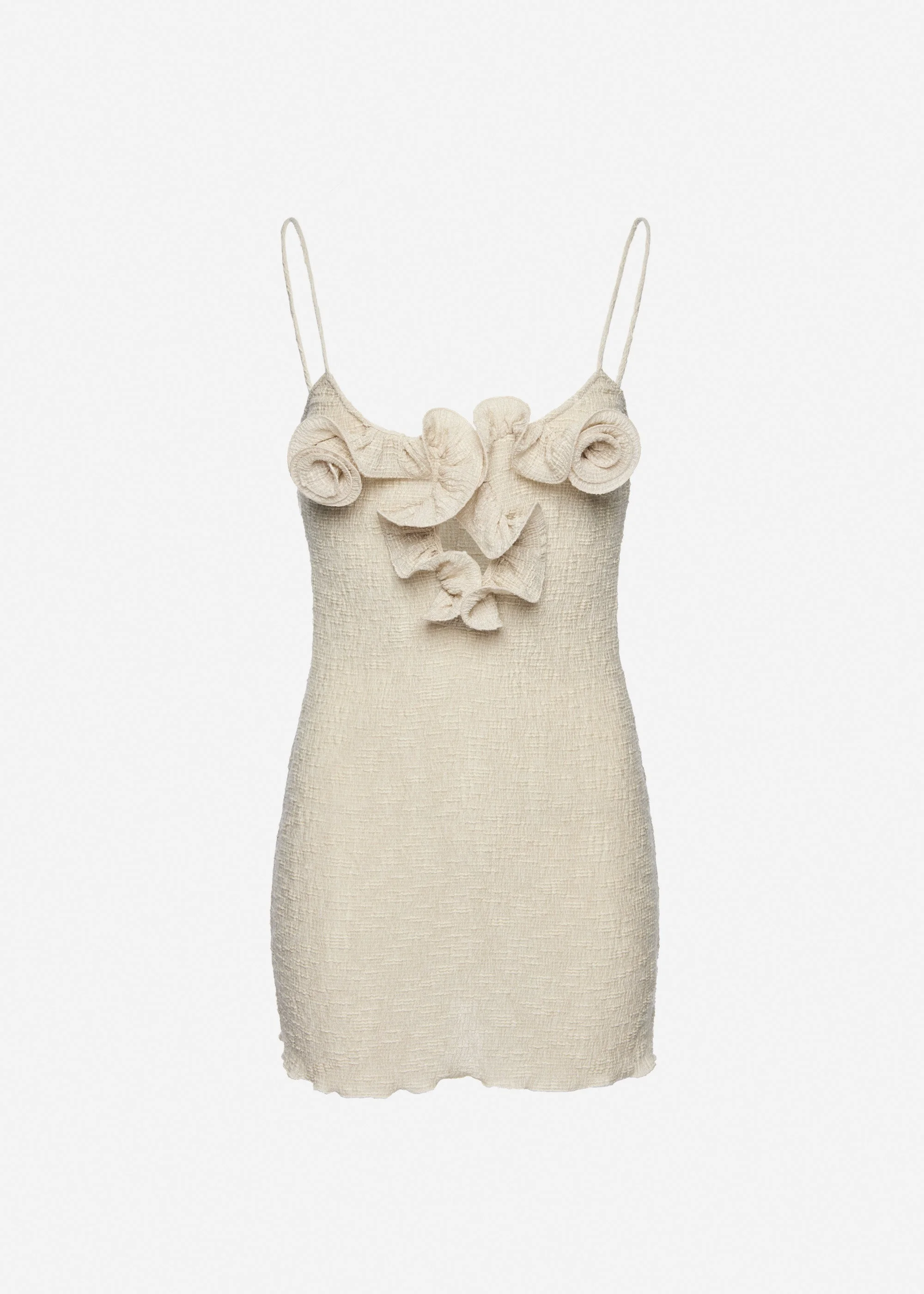 Sleeveless crepe beach mini dress in beige - 1