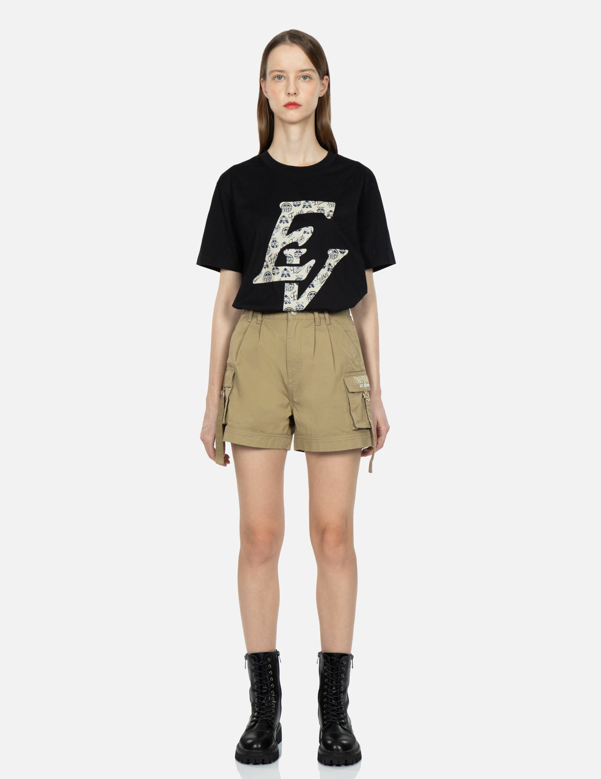 SEAGULL AND LOGO EMBROIDERY CARGO SHORTS - 5