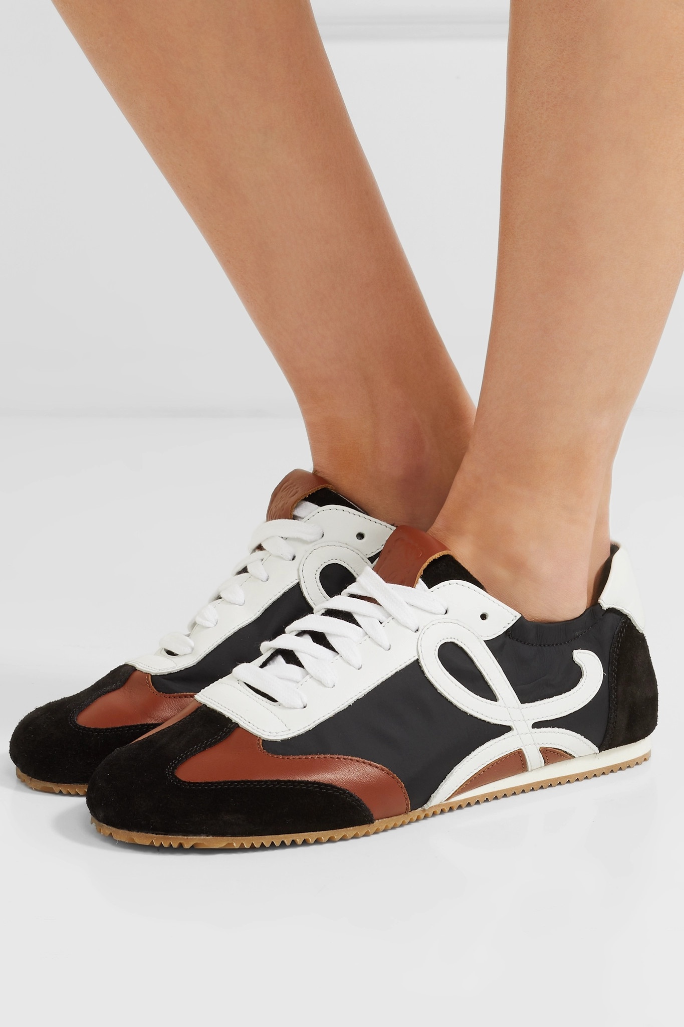 Leather, suede and shell sneakers - 2