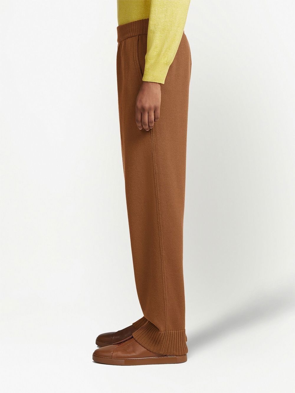 cotton-cashmere knitted track pants - 3