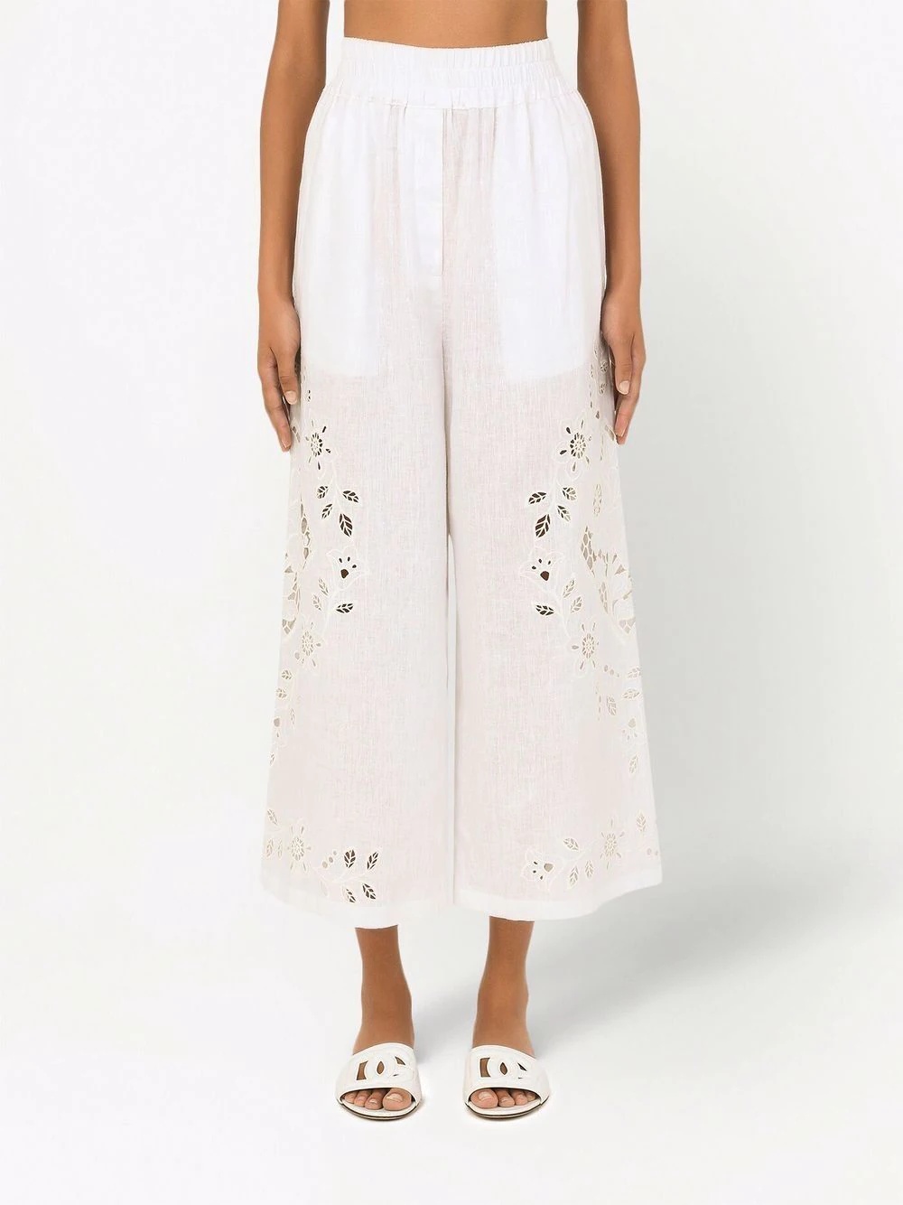 cropped floral-embroidered trousers - 3