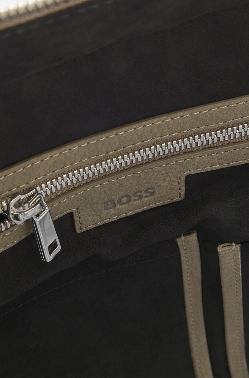 GRAINED-LEATHER HOLDALL WITH EMBOSSED LOGO 6