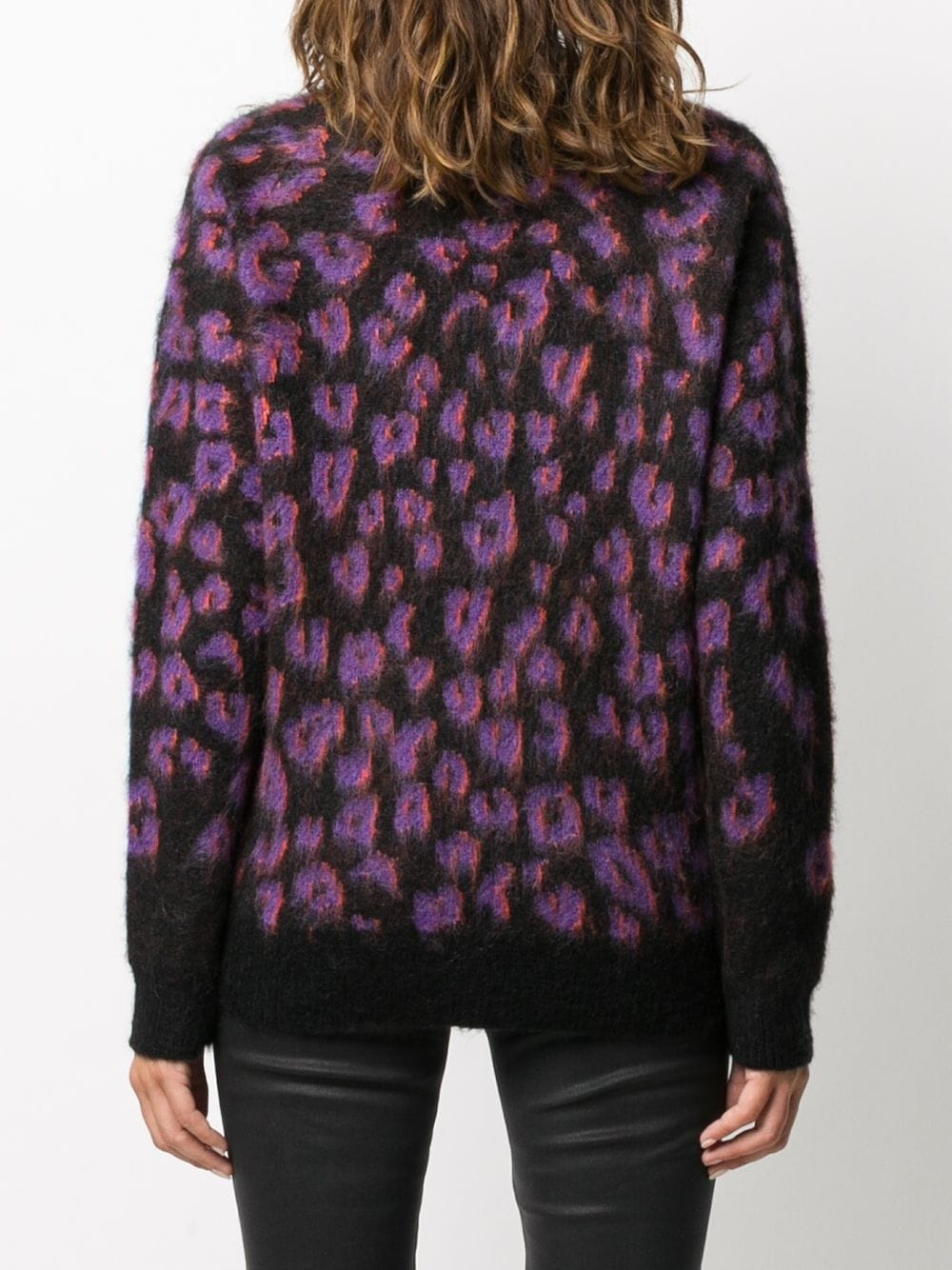 leopard-print textured sweater - 4