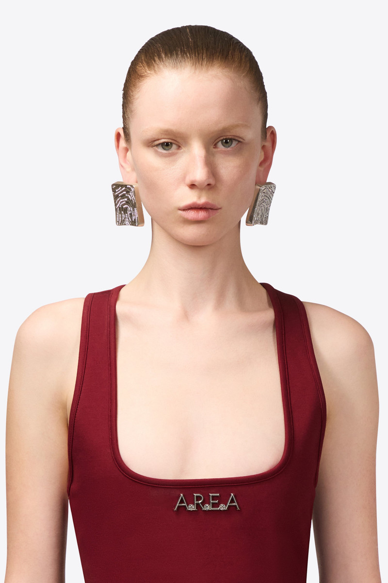 AREA CRYSTAL FINGERPRINT SQUARE STUD EARRINGS outlook
