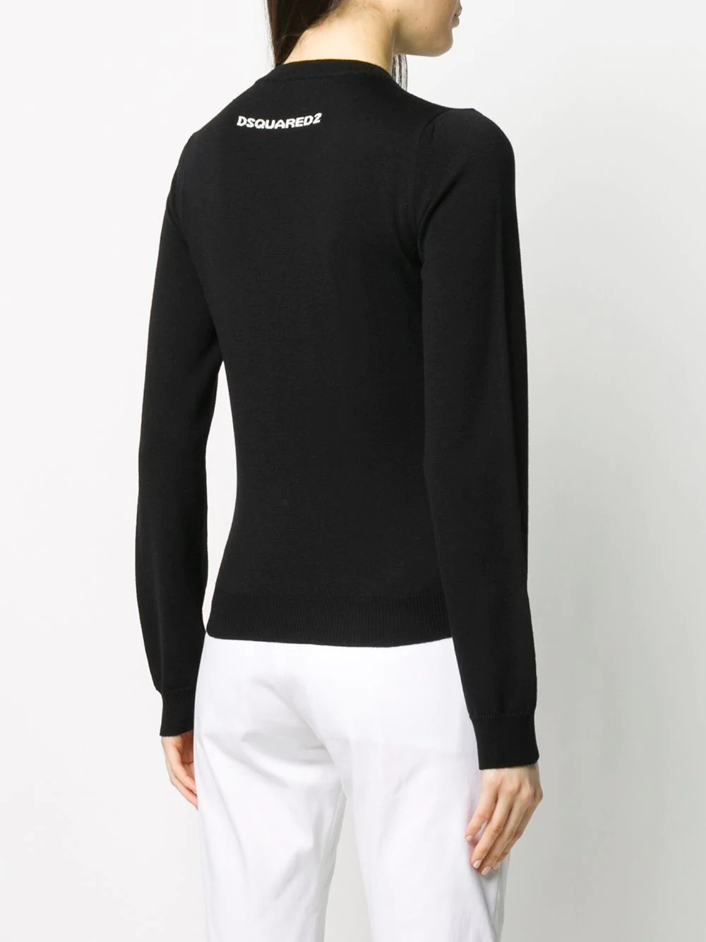 logo embossed wool blend jumper - 4