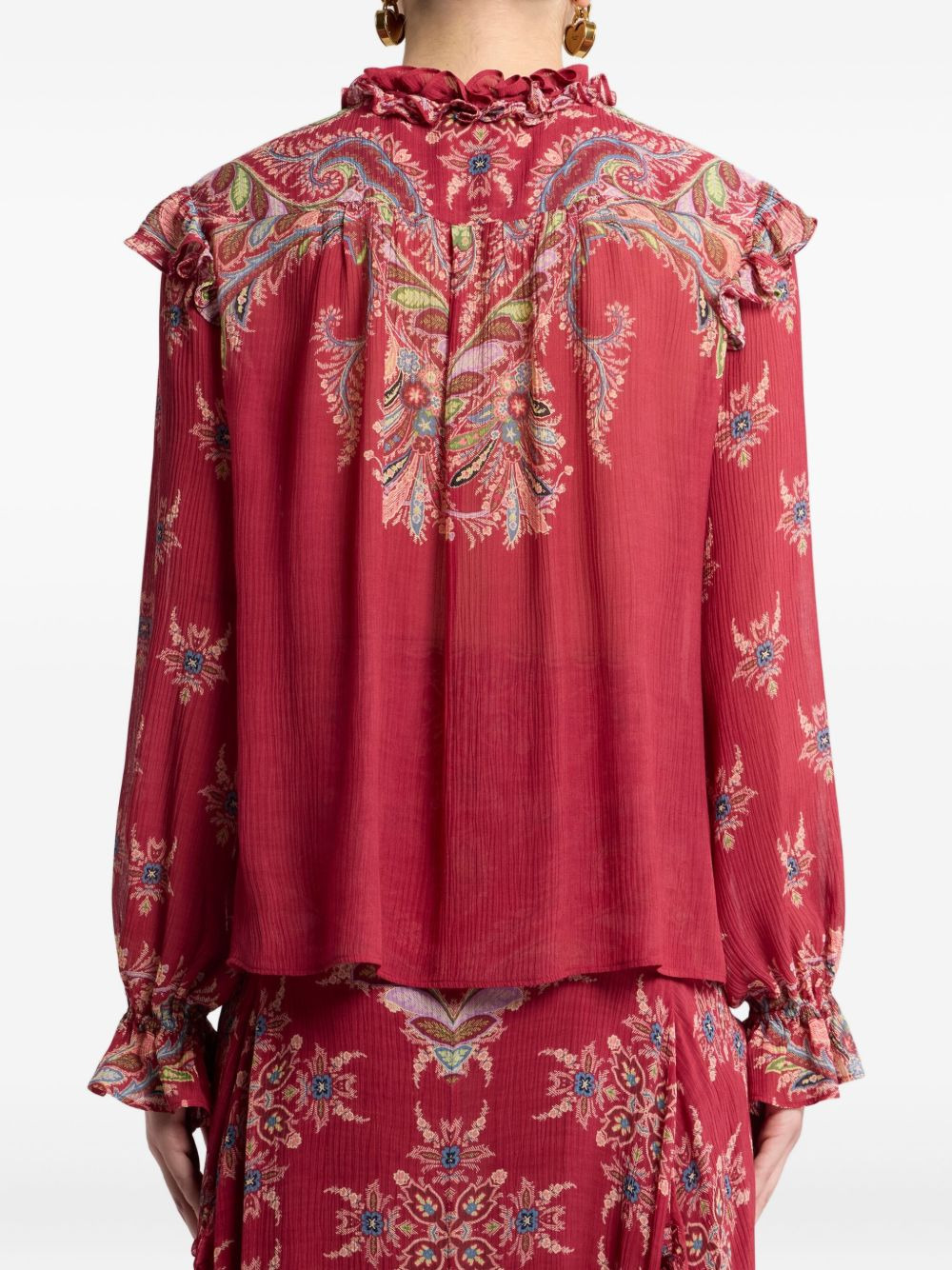 ruffled paisley-print blouse - 5
