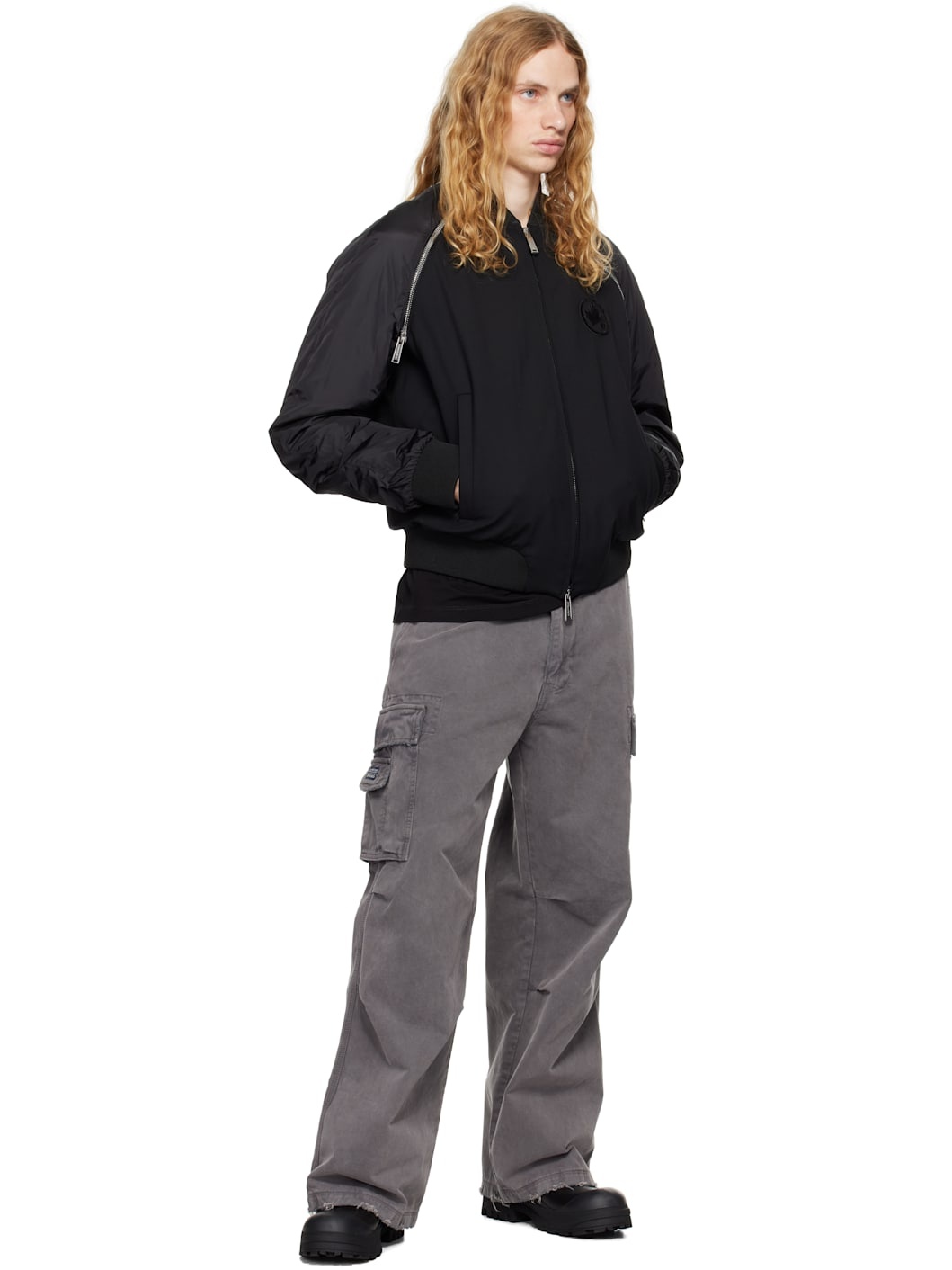 Black Classic Zipped Bomber Jacket - 5