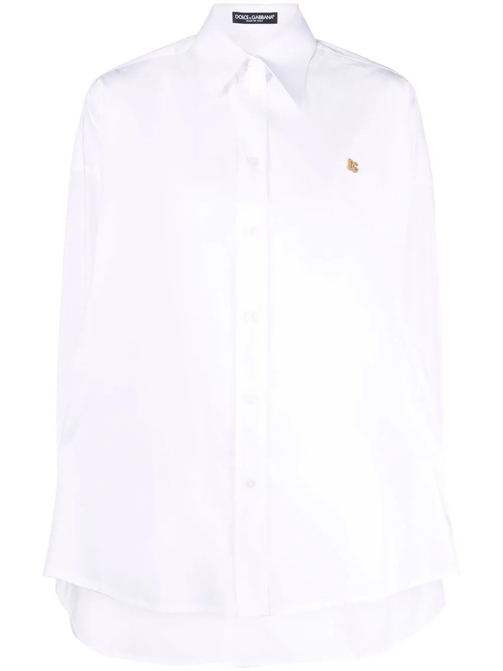 logo-plaque oversized cotton shirt - 1