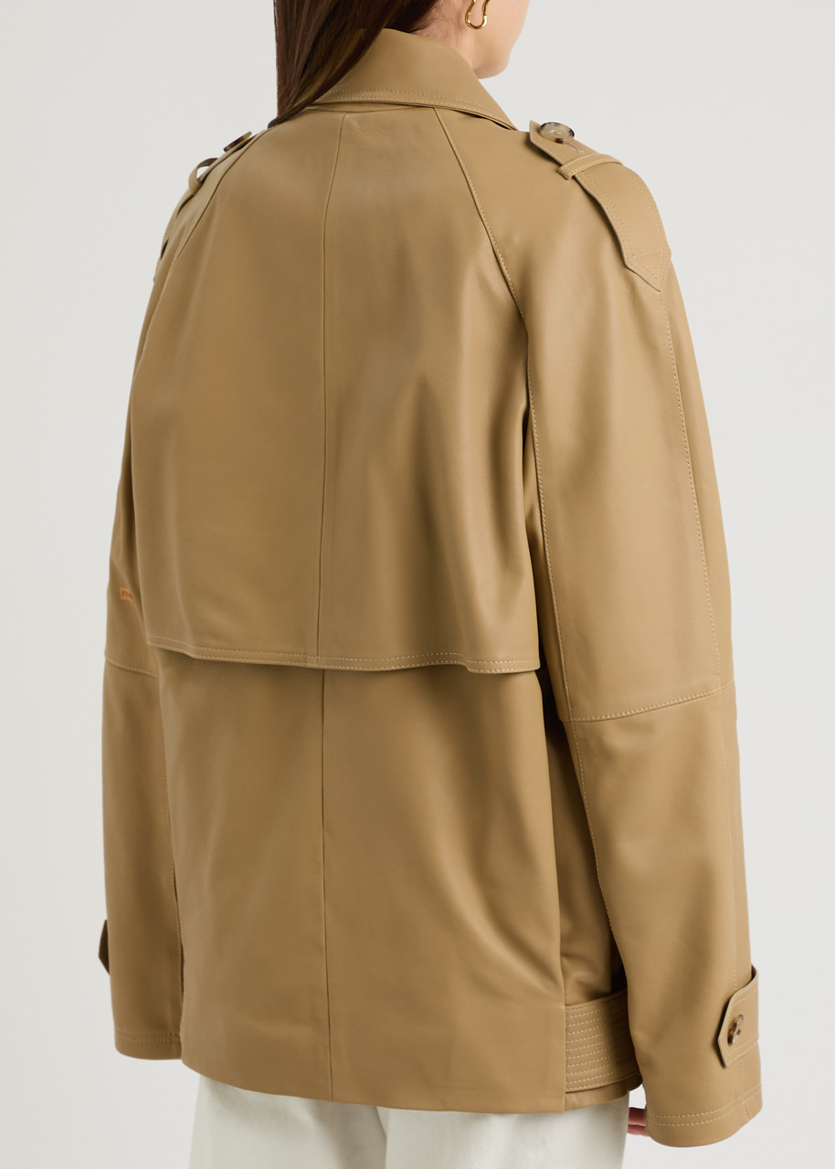 Toteme Belted Double-breasted Leather Trench Coat - 3